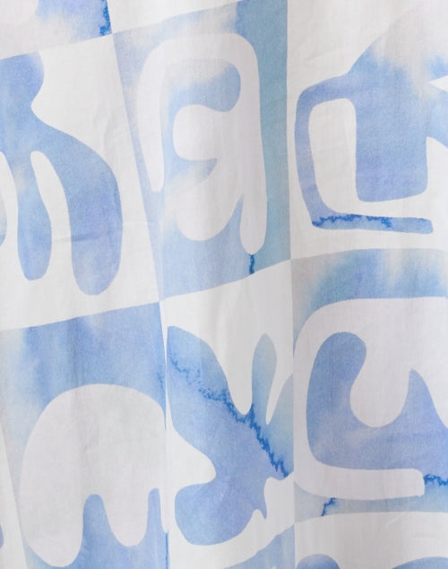 Stylish Chantal Cotton Dress with White and Sky - Blue Print