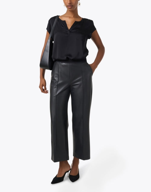 Elegant Black Silk-Mixed Women's Blouse for Capsule Wardrobe