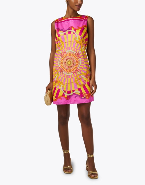 Stylish Firenze Pink Multi - Print 100% Cotton Shift Dress