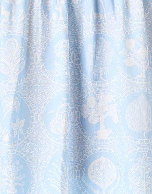 Stylish Periwinkle and White Patterned Tunic Blouse for Women