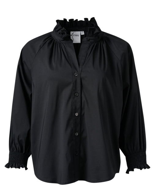 Fiona Women's Black Smooth Poplin Button - Down Shirt