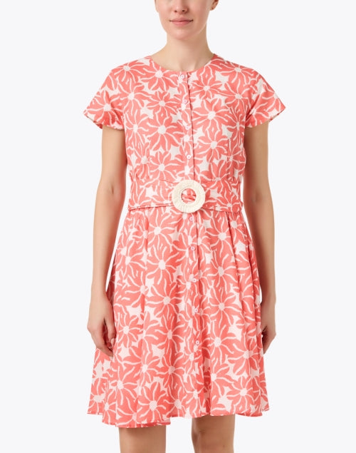 Stylish Coral Patterned Cotton Women's Dress