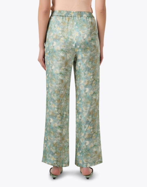 Stylish Green Printed Wide - Leg Women's Trousers