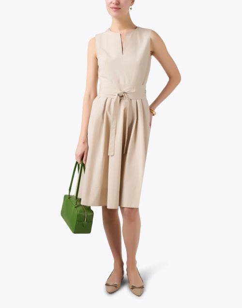 Stylish Beige Cotton A-Line Women's Dress