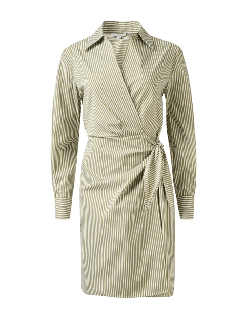 Furrow Stylish Green Striped Women's Cotton Wrap Dress for Fashionable Look