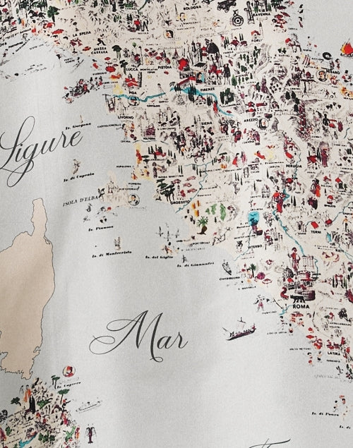 Italian Map Pattern Printed 100% Silk Men's and Women's Shirt