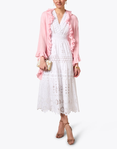 Pink Luxury Cashmere Signature Ruffled Shawl for Fashionable Women