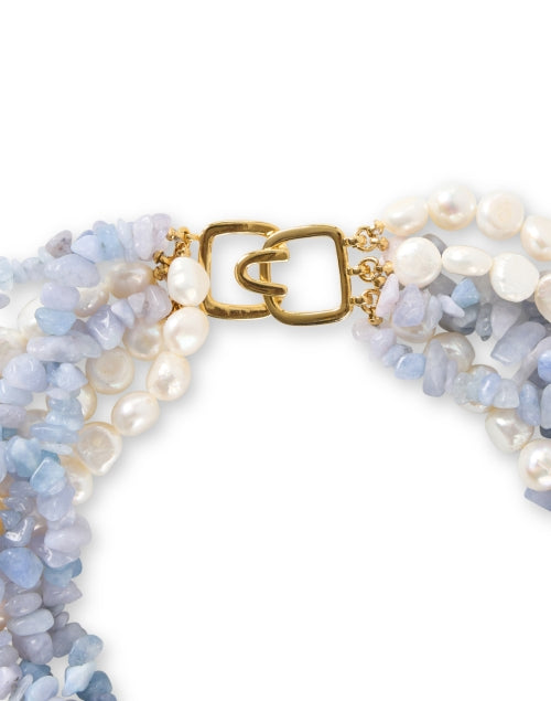 Exquisite Multi - Strand Pearl and Aquamarine Beaded Necklace by Kenneth Jay Lane