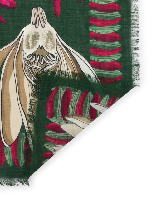 Fashionable Green Floral Patterned Wool Scarf for Stylish Outfits