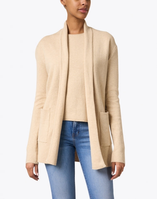 Sable Beige Luxury Cotton - Cashmere Longline Travel Coat