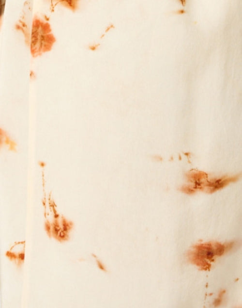 Elegant Orange and Cream Print Silk Shirt Dress for Spring