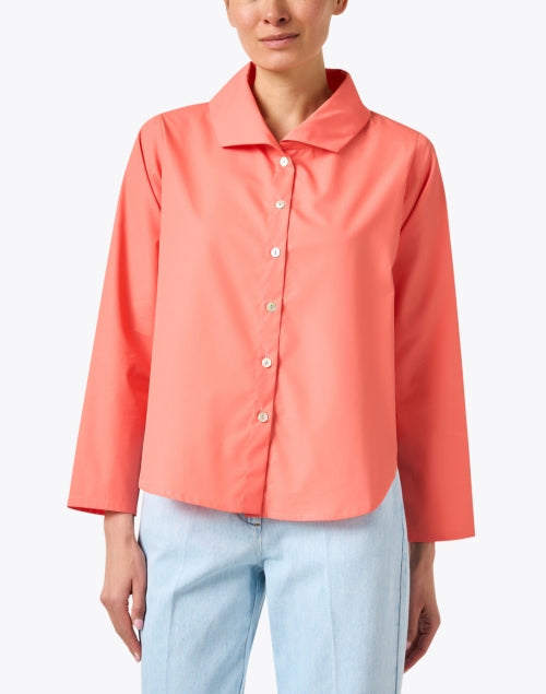 Stylish Coral-Colored Cotton Poplin Shirt for Effortless Styling