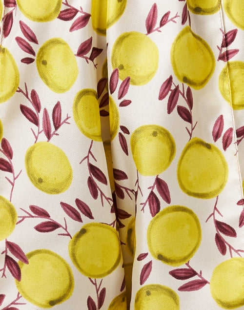 Retro-Style Bold Lemon Print 100% Silk Chic Shorts