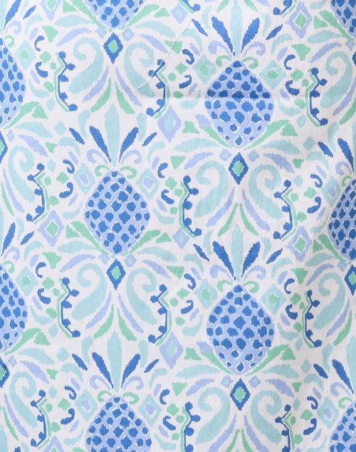 Stylish Blue Pineapple-Print Cotton Tunic Dress for Effortless Style