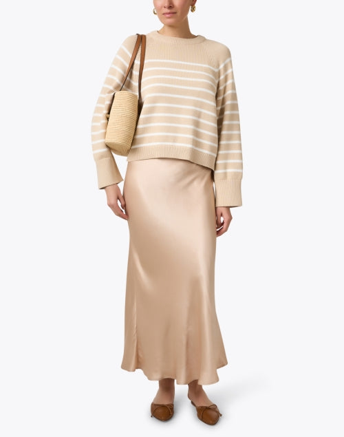 Chloe Soft Gold Satin Midi Skirt for the New Season