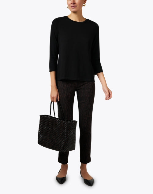Stylish Black Peruvian Pima Cotton Top with Stretch and 3/4 Sleeves