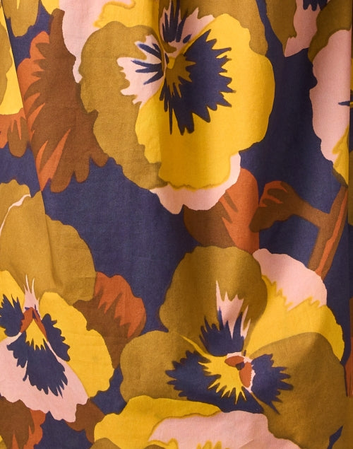 Stylish Jackie Cotton Dress with Multi Pansy Print