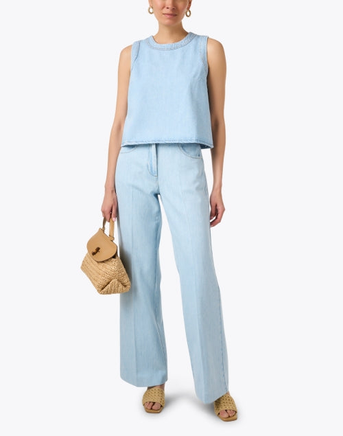 Stylish Light Blue Bleached Denim Tokono Top for Effortless Chic