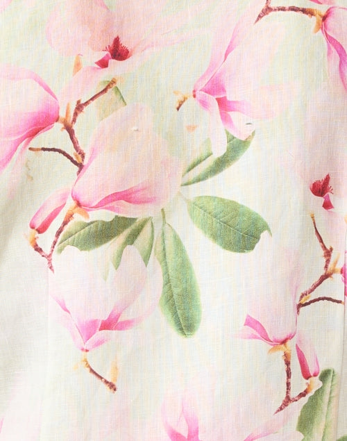 Rita Women's Pink Floral Patterned Linen Casual Jacket for Special Occasions