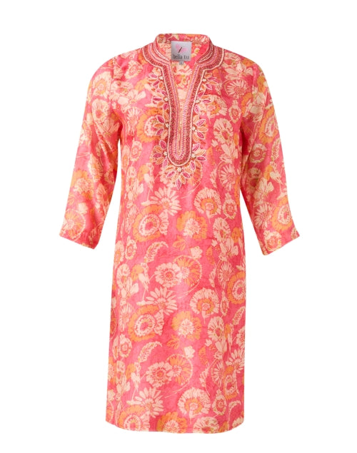 Bella Tu Coral Floral Print Women's Tunic Style Mini Dress