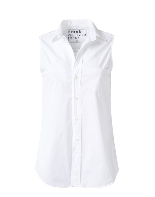 Fiona Ladies' Sleeveless White Cotton Shirt for Warm Days