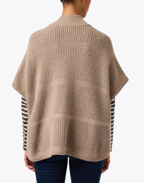 Taupe-colored Wool and Cashmere Blend Poncho-style Cardigan for Versatile Layering
