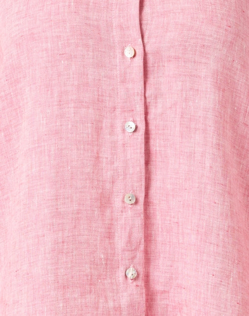 Stylish Pink Long - Sleeved Linen Button - Down Shirt for Warm Weather