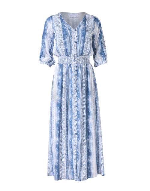 Stylish Kelsey Brand Blue and White Women's Shirt Dress