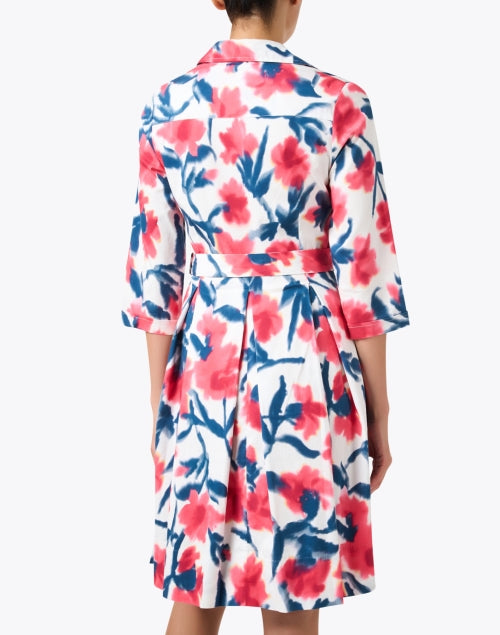Elegant Bellini White Floral Print Mini Shirt Dress