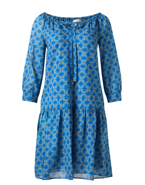 Stylish Blue Dress with Geometric Prints for Women