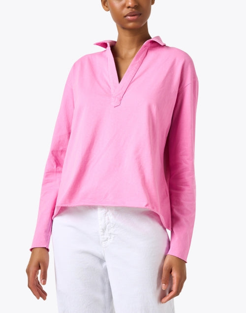 Patrick Vibrant Pink Lemonade Popover Henley Casual Top