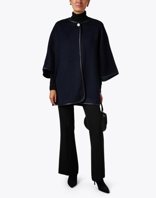 Stylish Navy-Colored Woolen Cape for Winter Fashion