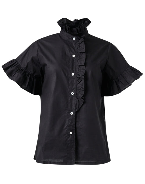 Stylish Vanessa Women's Black Cotton Ruffled Top for Daily Wear