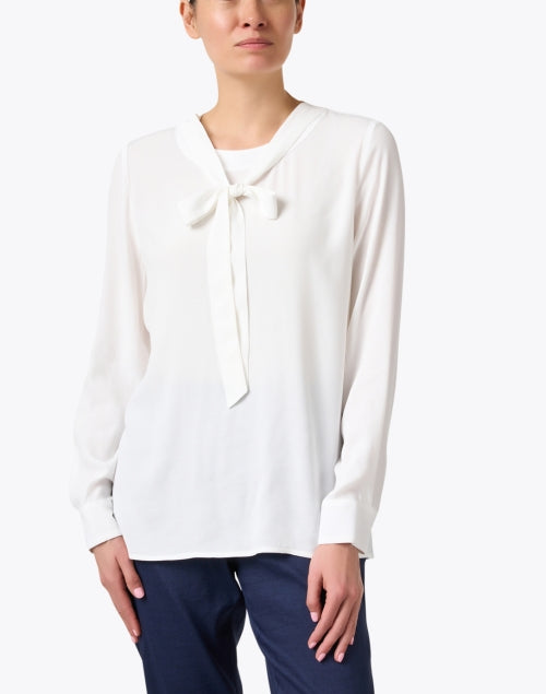 Stylish Philippine Ivory Tie - Neck Lightweight Shirt for Women