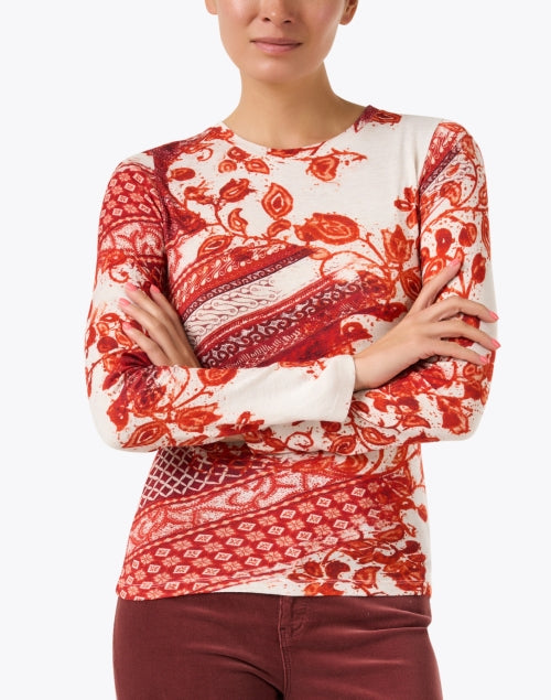 Stylish Red Floral Printed Women's Sweater for Casual Wear
