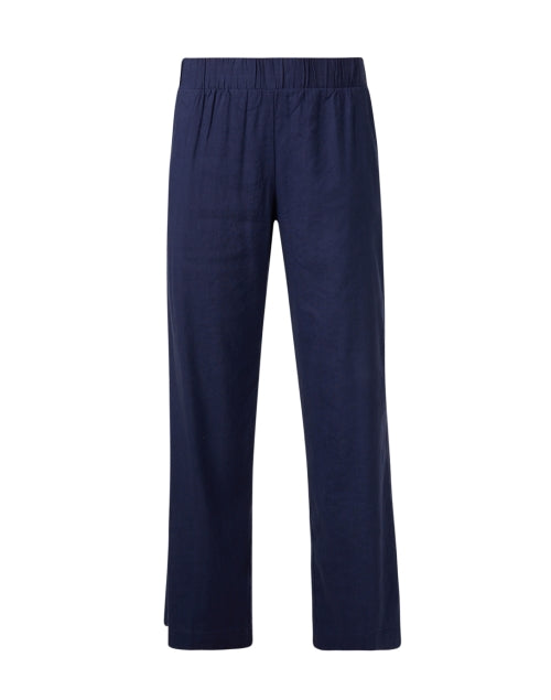 Elliot Lauren's Navy Wide-Leg Linen Blend Pull-On Pants - Comfort and Style