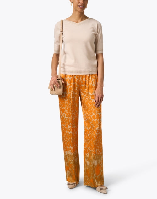 Stylish Orange-Printed Pull-On Trousers