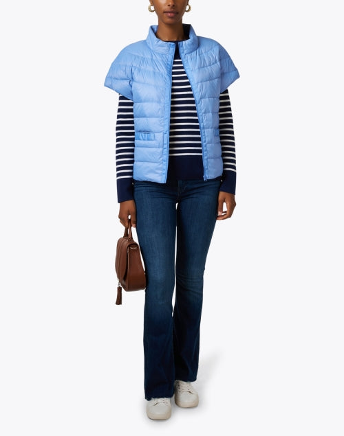Stylish Blue Palm Beach Cropped Puffer Jacket for Chilly Days