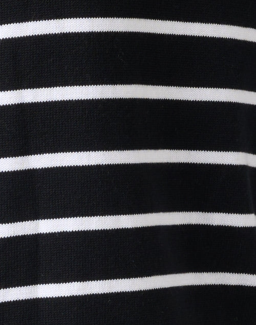 Cozy 100% Cotton Black-and-White Striped Sweater with Button Neckline