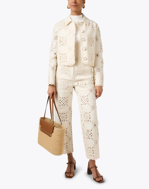 Veronica Beard's Elegant Ivory Cropped Cutout Adelaide Jacket