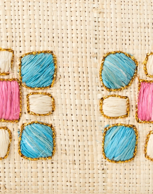 Pamela Munson Embroidered Raffia Clutch with Jewel Motif