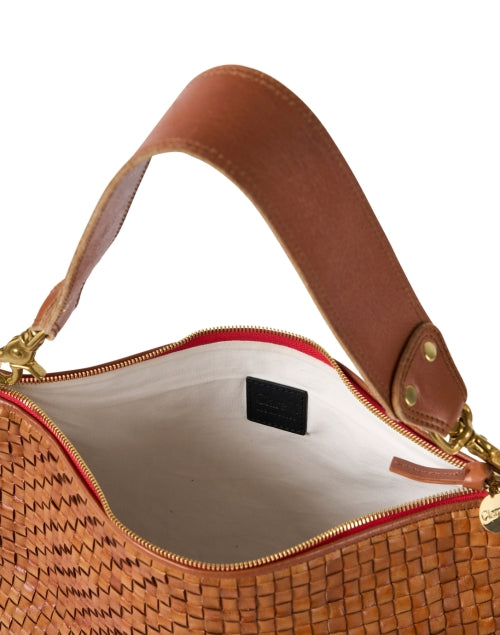 Stylish Hand - woven Brown Checker Italian Leather Shoulder Bag