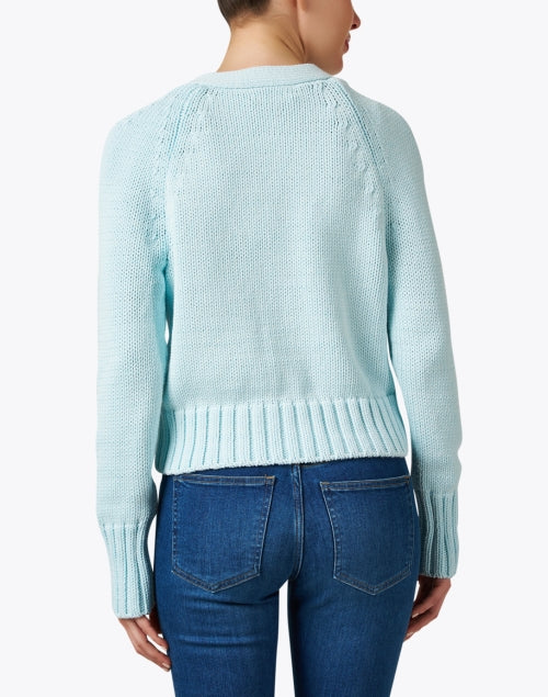 Stylish Aqua Blue Cotton-Mixed Cardigan for Year-Round Wear