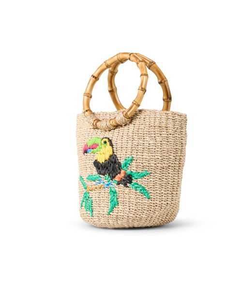 Dakota Hand - Embroidered Straw Woven Basket - Style Handbag with Tropical Aesthetic