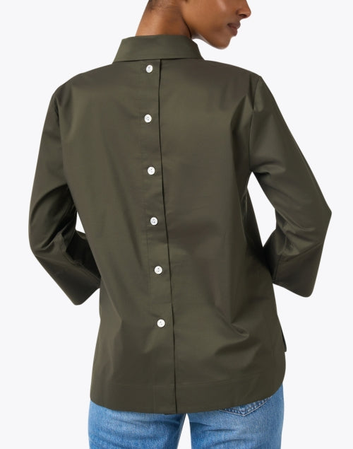Stylish Aileen Green Cotton Henley Style Top