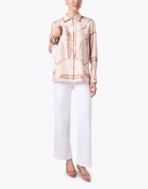 Lexington Women's Pink Print 100% Silk Casual Shirt for Weekdays