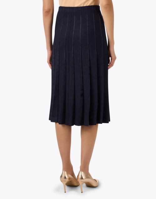 Stylish Blue Pleated Mid - length Knit Women's Skirt