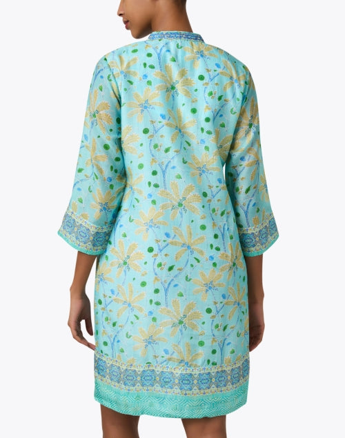 Stunning Turquoise Printed Women's Tunic Dress with Unique Details