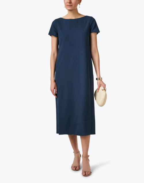 Stylish Adria Reversible Navy Print Midi Dress