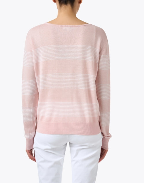 Stylish Pink and White Striped Linen Sweater for Transitional Wardrobe